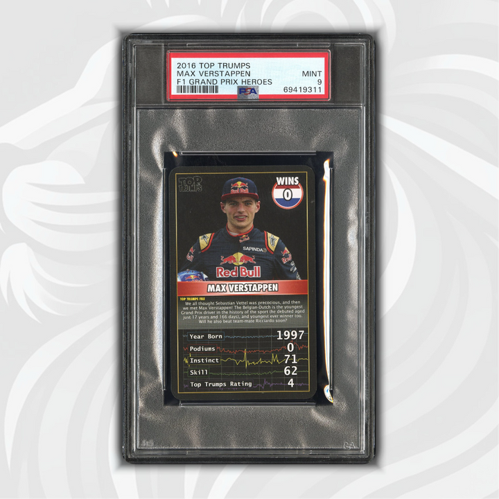 PSA 9 - Max Verstappen - 0 Wins - Top Trumps - 2016 Grand Prix Heroes - reprint