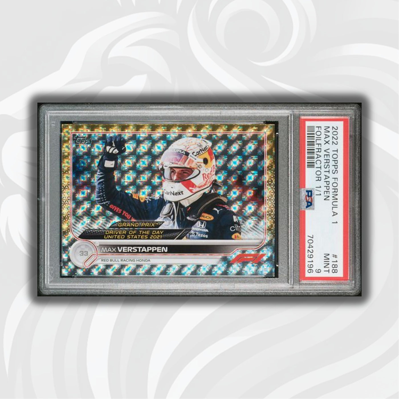 PSA 9 - 1/1 Max Verstappen #188 Driver Of The Day Us 2021 - Foilfractor