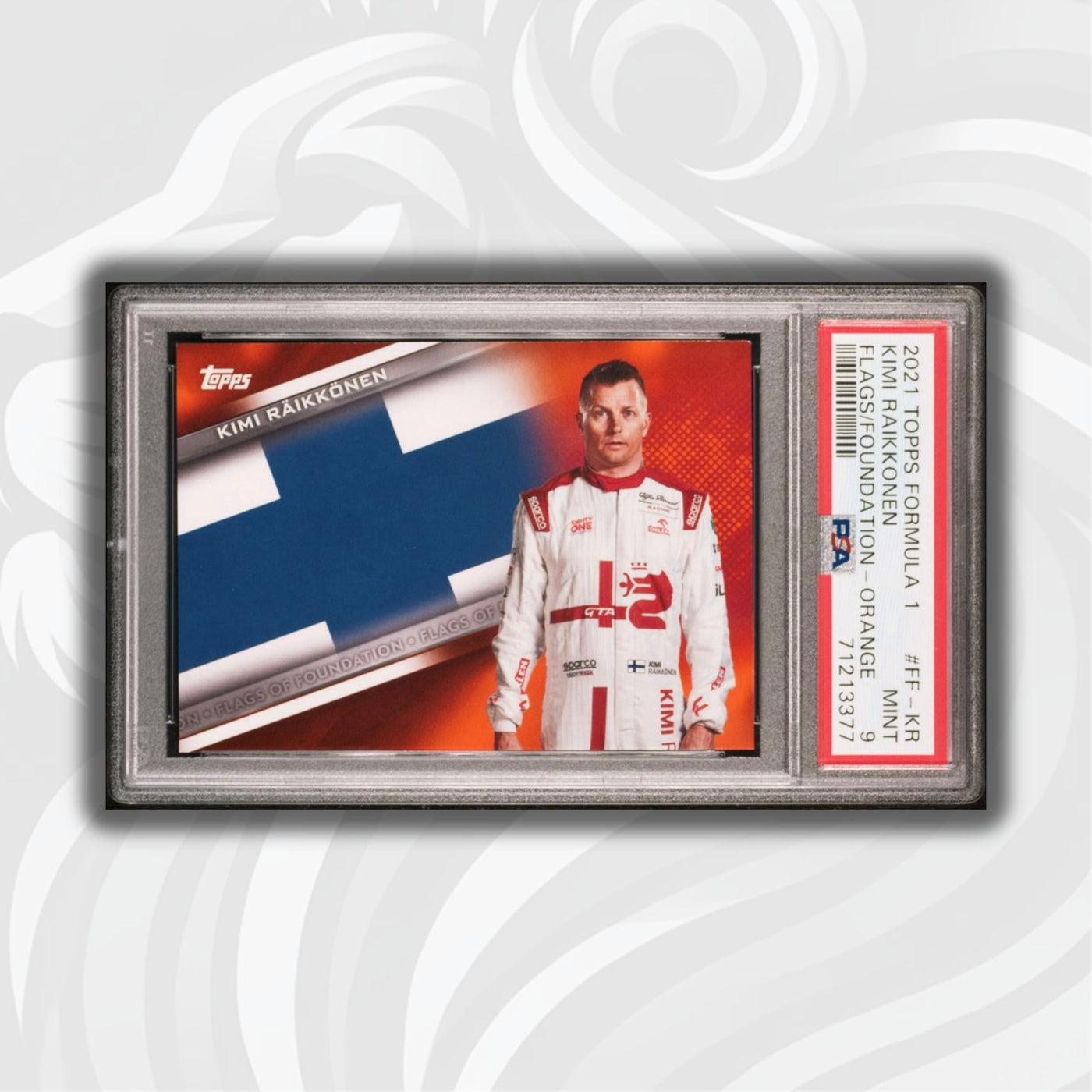 PSA 9 - /25 Kimi Raikkonen #FF-KM - Flags Of Foundation - Orange
