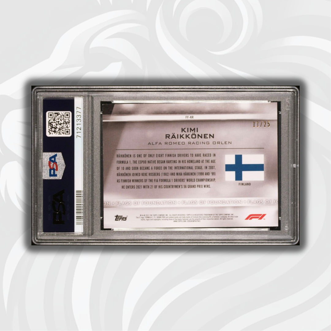 PSA 9 - /25 Kimi Raikkonen #FF-KM - Flags Of Foundation - Orange