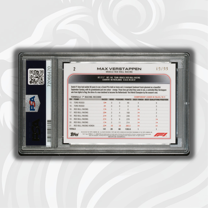 PSA 10 - 19/99 MAX VERSTAPPEN #2 - SAPPHIRE EDITION - SSP - AQUA