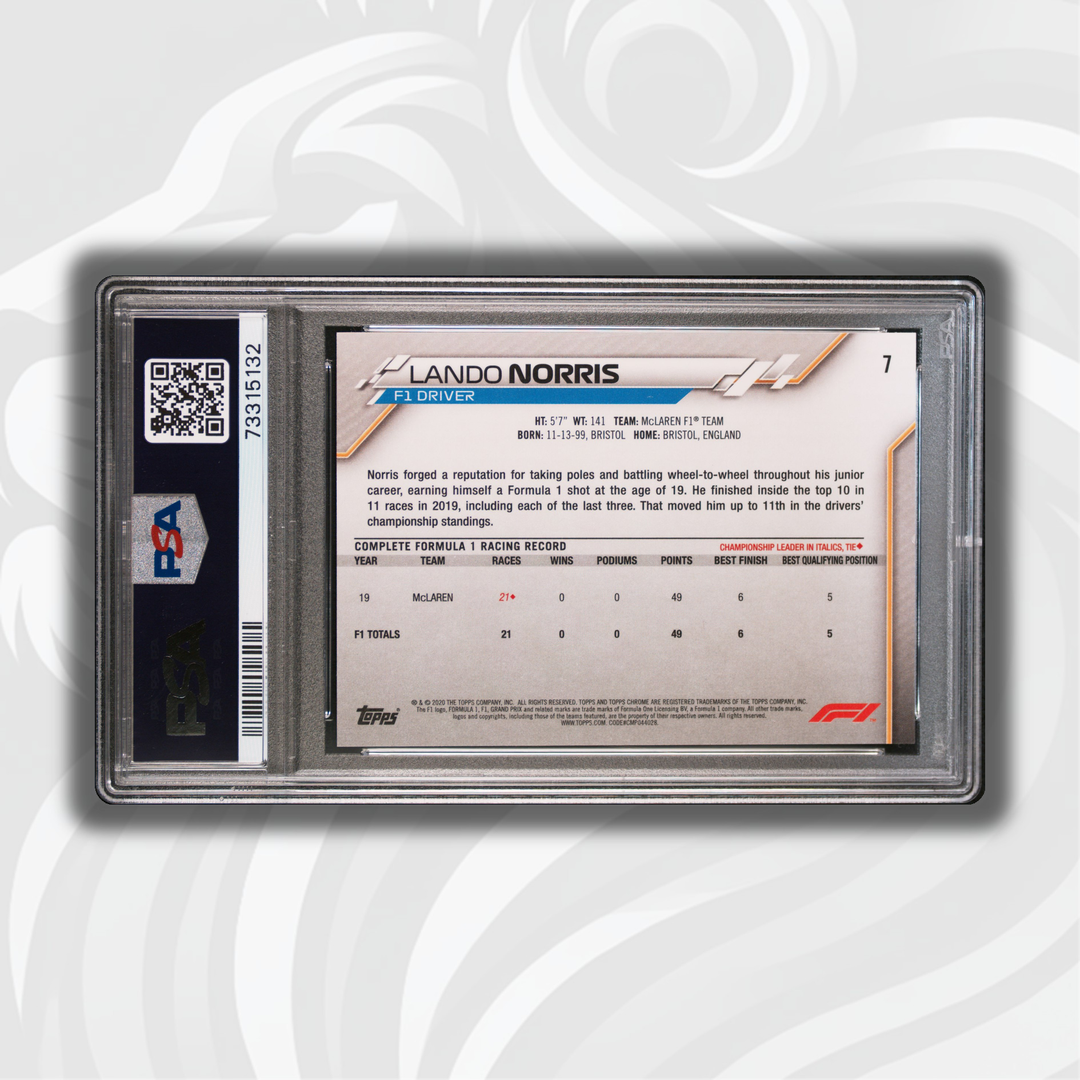 PSA 9 - 兰多·诺里斯 #7 - 70周年纪念 - 橙色 - 2020年Topps Chrome F1 - 新秀卡