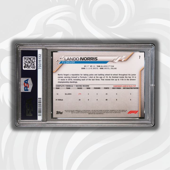 PSA 9 - 兰多·诺里斯 #7 - 70周年纪念 - 橙色 - 2020年Topps Chrome F1 - 新秀卡