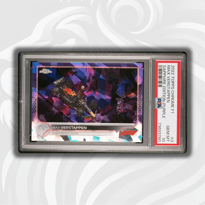 PSA 10 - 10/10 Max Verstappen #3 -  Sapphire Edition - Purple - Retaining his title.