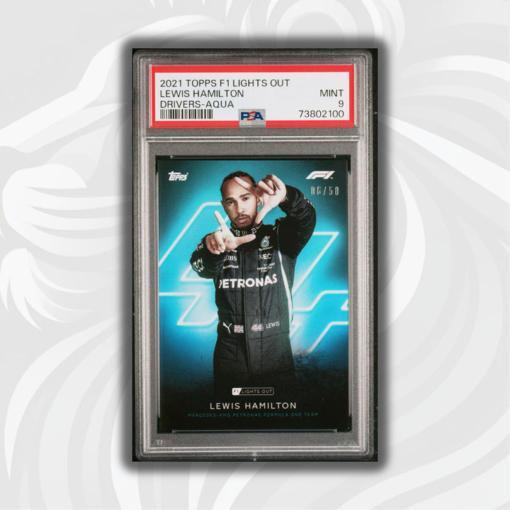 PSA 9 - 06/50    LEWIS HAMILTON DRIVERS-AQUA