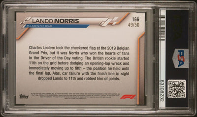 PSA 10 - /50 - RC - Lando Norris #166 - Gold - 2020 Topps Chrome F1 - Rookie Card