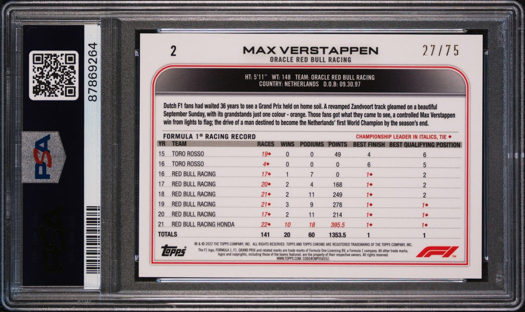 PSA 8 - 4/5 - Yuki Tsunoda #61 - Red - 2022 Topps Formula 1 - Rookie Card - POP 1