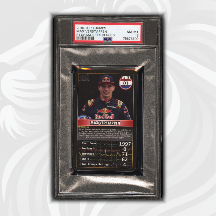 PSA 8 - Max Verstappen - 0 Wins - Top Trumps - 2016 Grand Prix Heroes