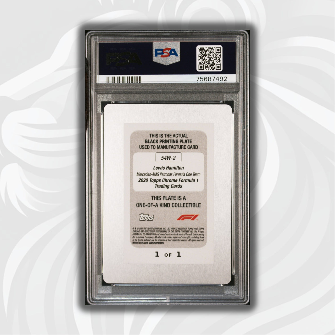 PSA Authentic - 1/1 Lewis Hamilton #54W-2 - Black Printing Plate - Chrome 2020