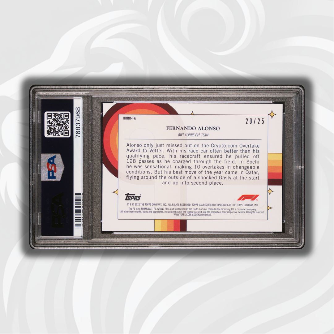PSA 9 - 20/25 - Fernando Alonso #BRRRFA - Bounce, Rock, Race, Roll - Orange