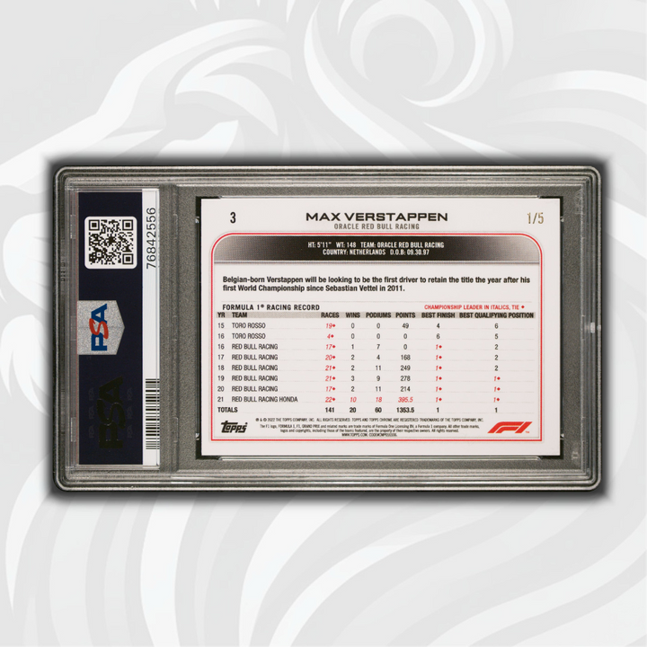 PSA 10 - 1/5 - Max Verstappen #3 - Red Checker Flag Refractor
