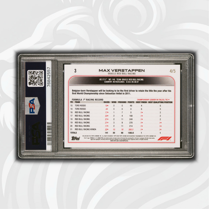 PSA 10 - 4/5 - Max Verstappen #3 - Red Raywave Refractor