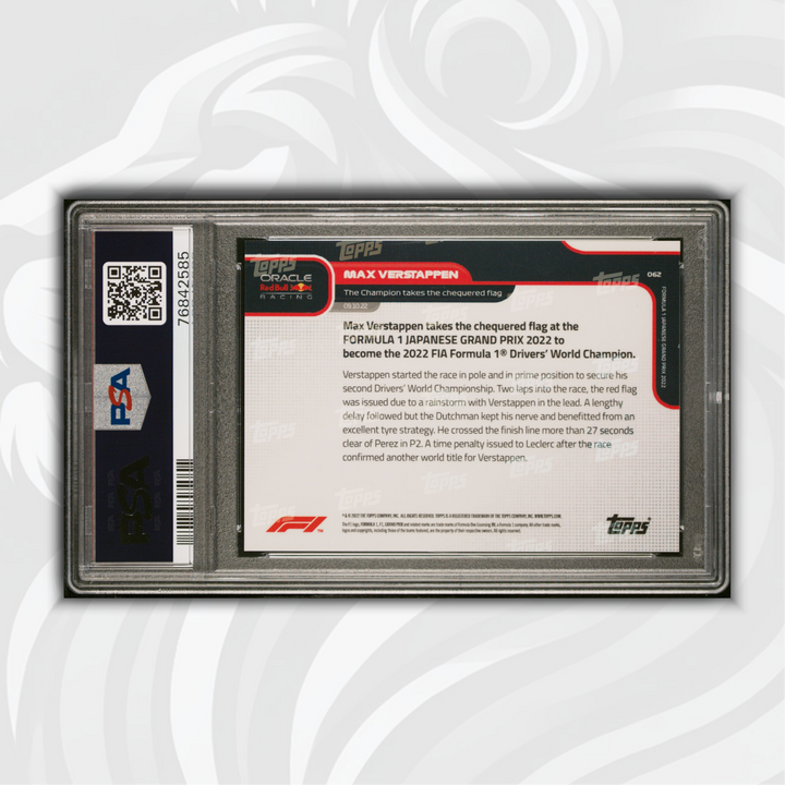 PSA 10 - 07/10 Max Verstappen #62 - The Champion - Blue - 2022 Topps Now