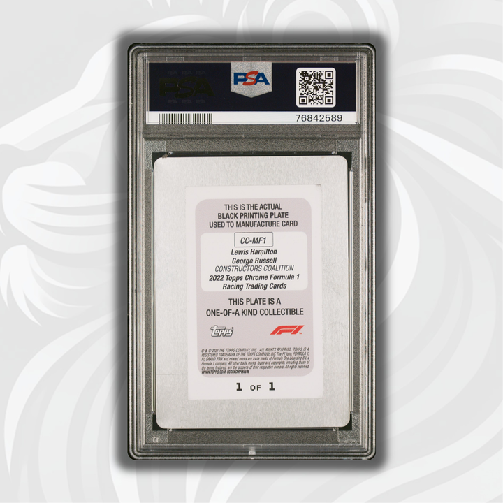 PSA authentic- 1/1 Lewis Hamilton/George Russell - black printing plate