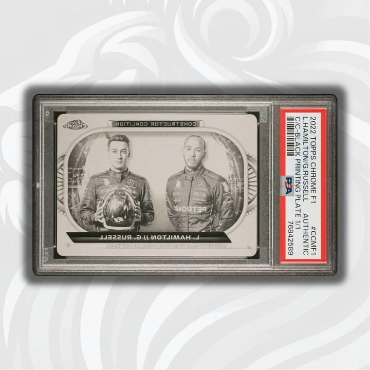 PSA authentic- 1/1 Lewis Hamilton/George Russell - black printing plate