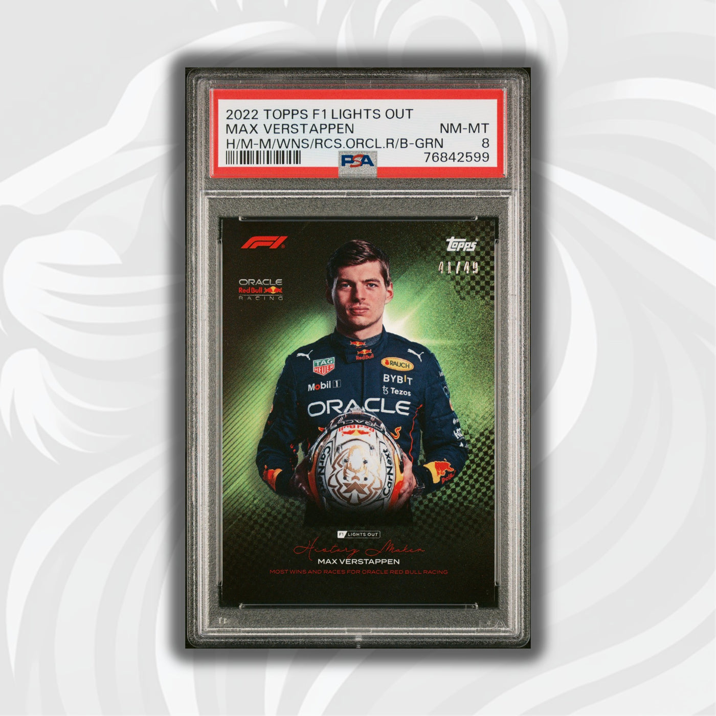 PSA 8 - /49 Max Verstappen - History Maker - Most Wins And Races - Green