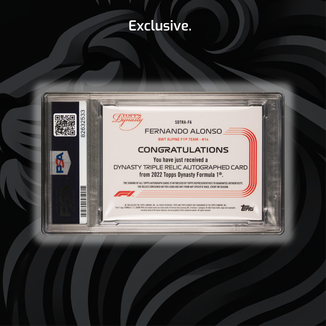 PSA 9 - 1/2 Fernando Alonso #SDTRA-FA - 2022 Topps Dynasty - Triple Relic Autograph