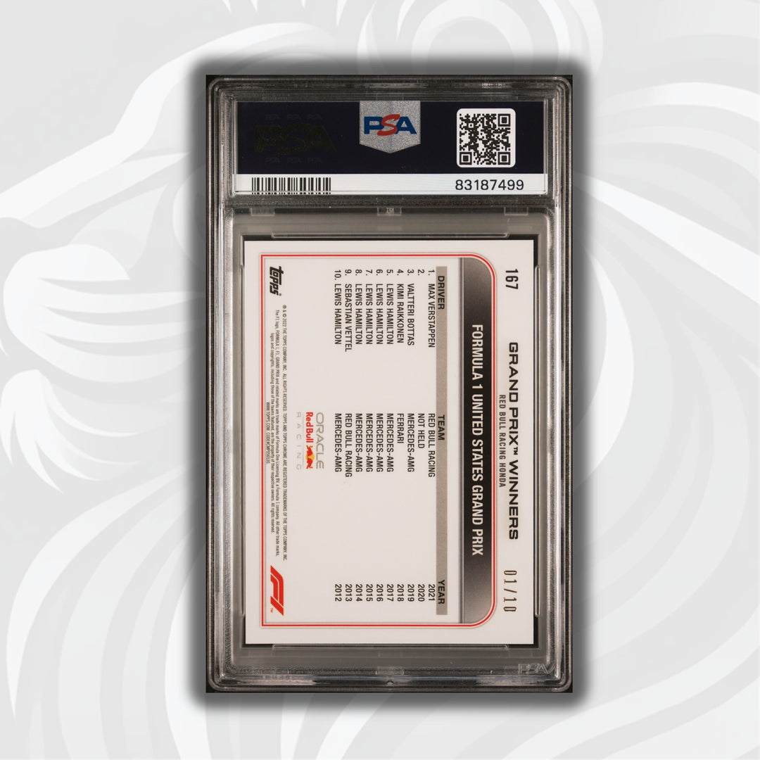 PSA 9 -  01/10 Max Verstappen #167 - Sapphire - Purple - 2022 Topps Chrome