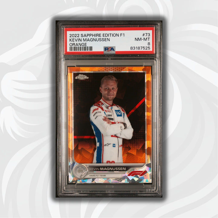 PSA 8 - /25 Kevin Magnussen #73 - Sapphire Orange - 2022 Topps Chrome F1