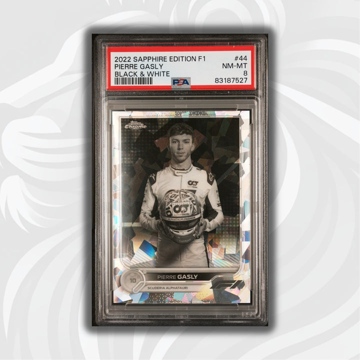 PSA 8 - 09/15 Pierre Gasly #44 - Sapphire Black & White - 2022 Topps Chrome F1