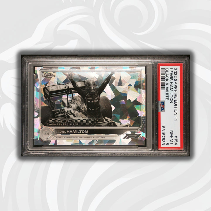 PSA 8 - 02/15 Lewis Hamilton #154 - Black And White - 2022 Topps Chrome F1
