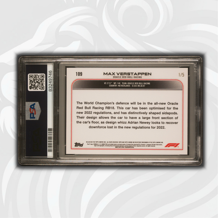 PSA 10 - 1/5 - Max Verstappen #109 - Red Wave Refractor