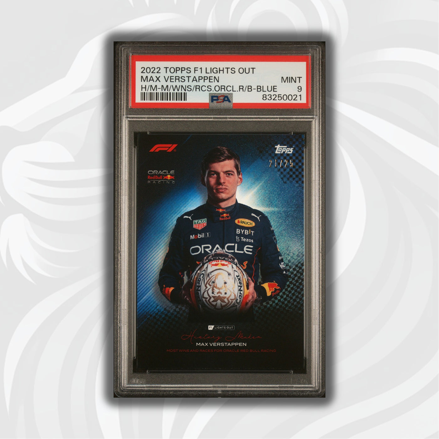 PSA 9 - 21/25 - Max Verstappen - History Maker - Most Wins And Races For Oracle Red Bull Racing - Blue
