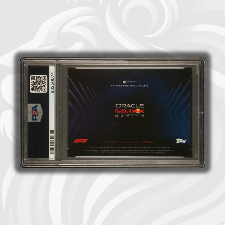 PSA 8 - Oracle Red Bull Racing - 2022 Topps F1 Lights Out - Powertrain Purple - Back