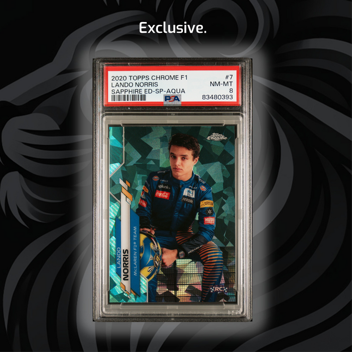 PSA 8 - 35/99 Lando Norris #7 - 2020 Topps Chrome F1 - Sapphire SP - Aqua
