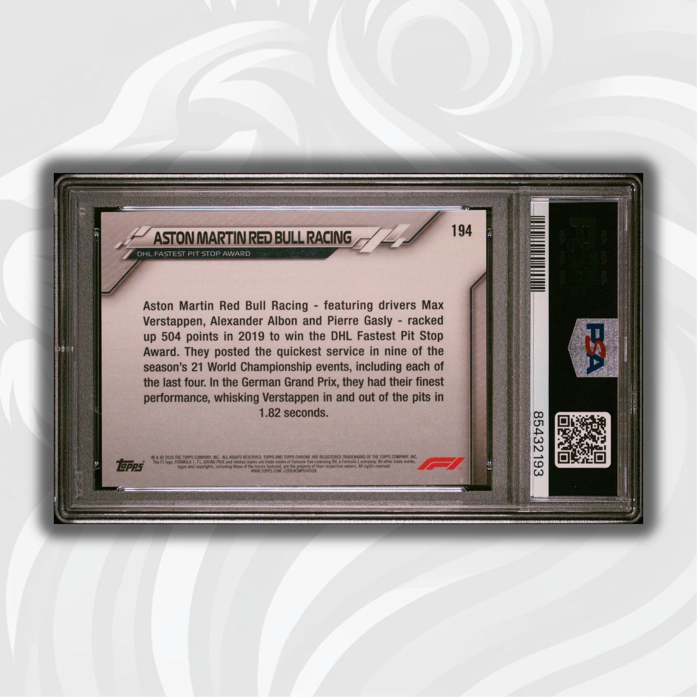 PSA 9 - Aston Martin/Red Bull #194 - 70th anniv. - Orange Refractor