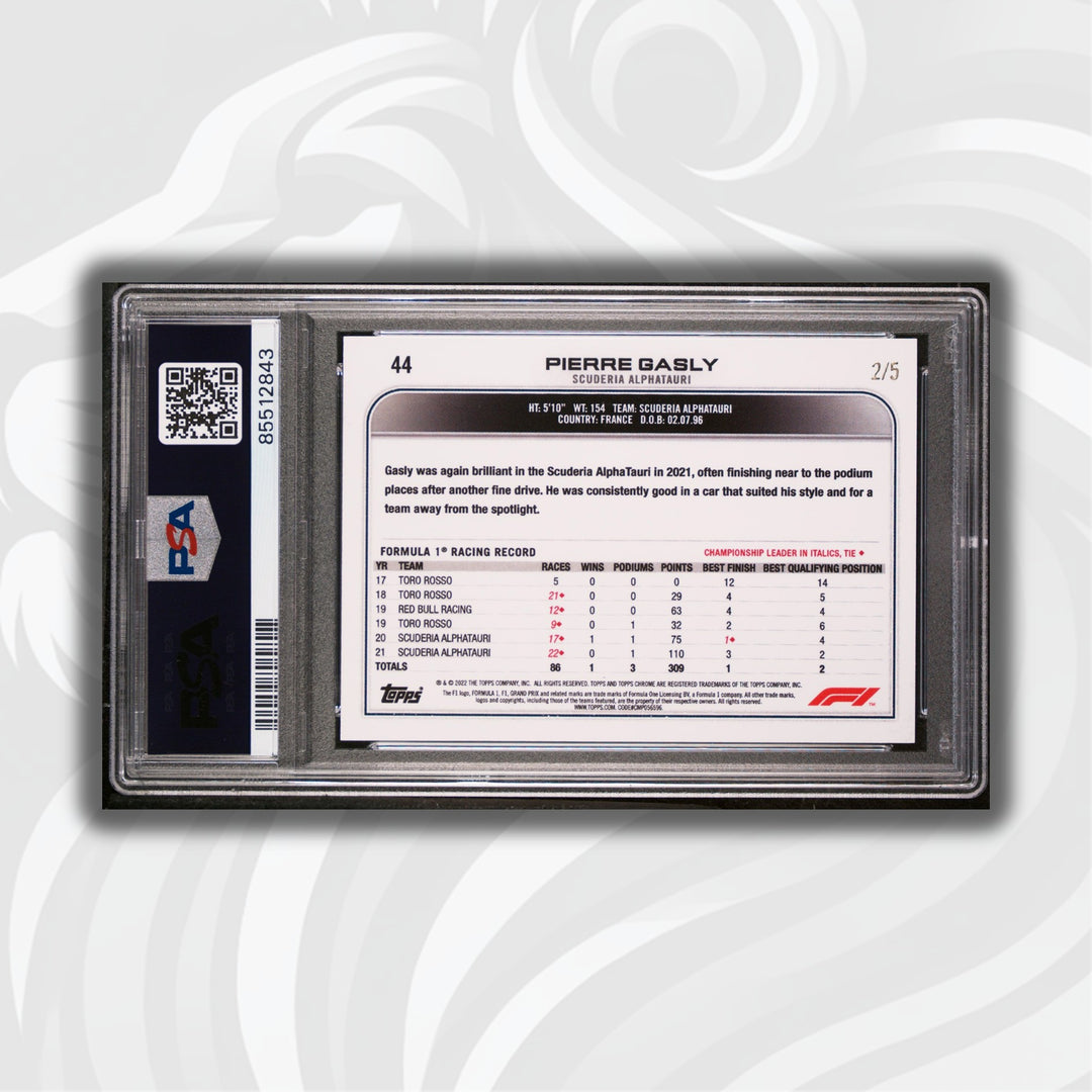 PSA 10 - 2/5 Pierre Gasly #44 - Red Raywave Refractor - 2022 Topps Chrome F1