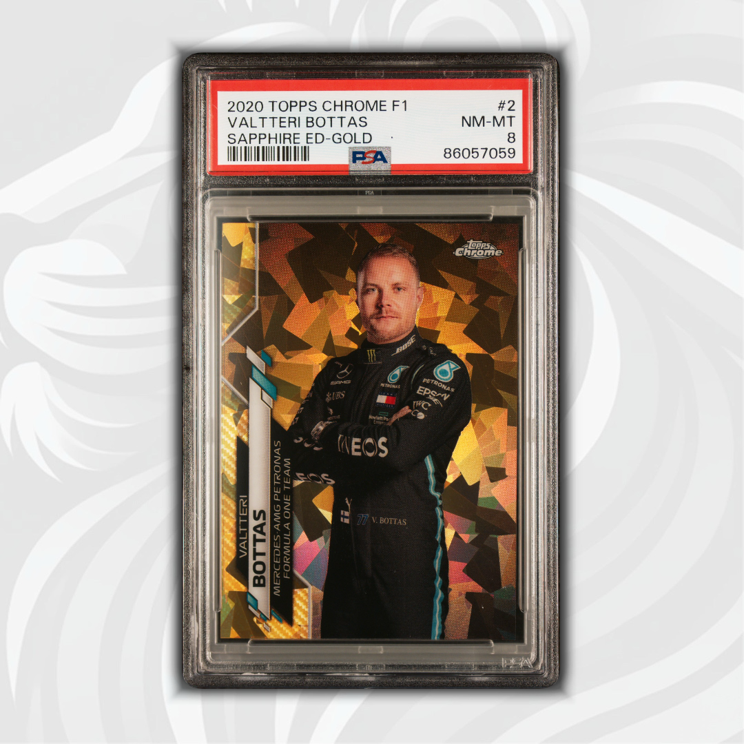 PSA 8 - 04/50 Valtteri Bottas #2 - Sapphire ED-Gold - 2020 Topps Chrome F1 - Front