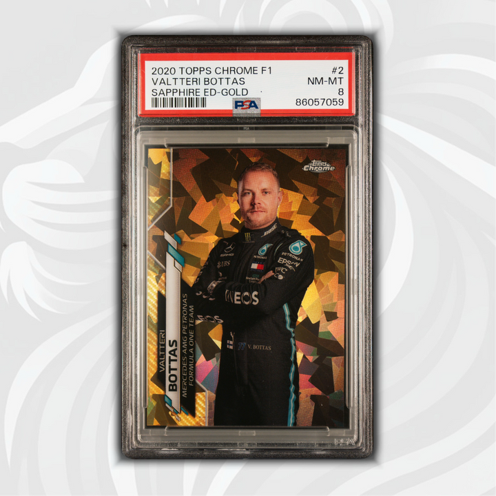 PSA 8 - 04/50 Valtteri Bottas #2 - Sapphire ED-Gold - 2020 Topps Chrome F1 - Front