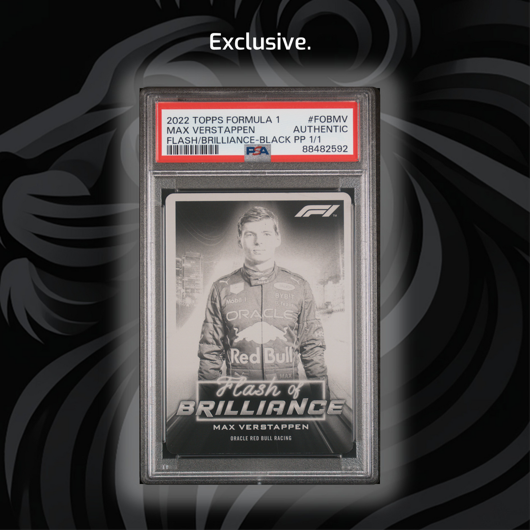PSA AUTHENTIC - Max Verstappen #FOBMV - Flash of Brilliance Black Printing Plate 1/1 - 2022 Topps Formula 1 - Front