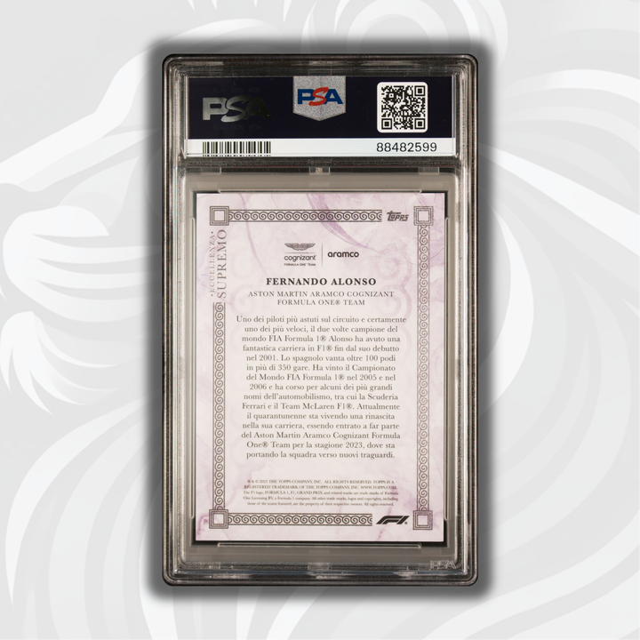 PSA 9 - 04/25 Purple - Fernando Alonso - 2023 Eccellenza Supremo
