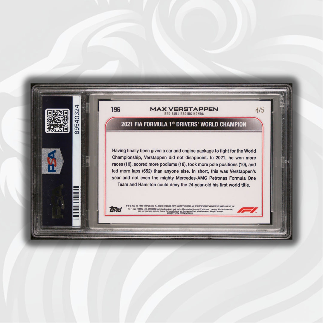 PSA 10 - 4/5 Red Raywave Refractor - Max Verstappen #196 - 2022 Chrome