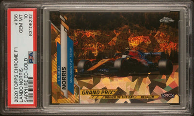PSA 10 - /50 - RC - Lando Norris #166 - Gold - 2020 Topps Chrome F1 - Rookie Card
