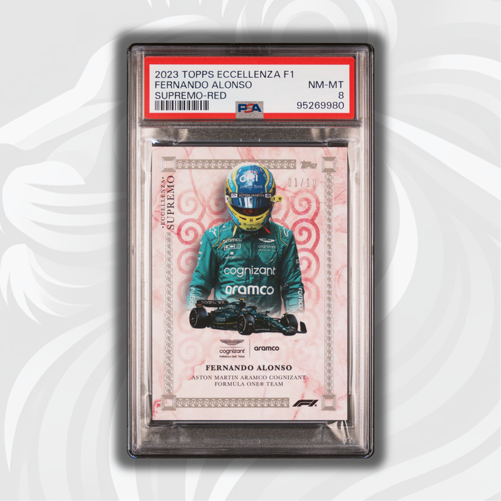 PSA 8 - 01/10 - Fernando Alonso - Red - 2023 Topps Eccellenza Supremo
