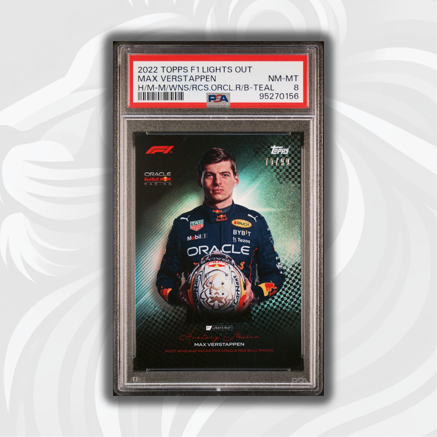 PSA 8 - 70/99 Max Verstappen - Most Wins and Races - History Maker - Teal