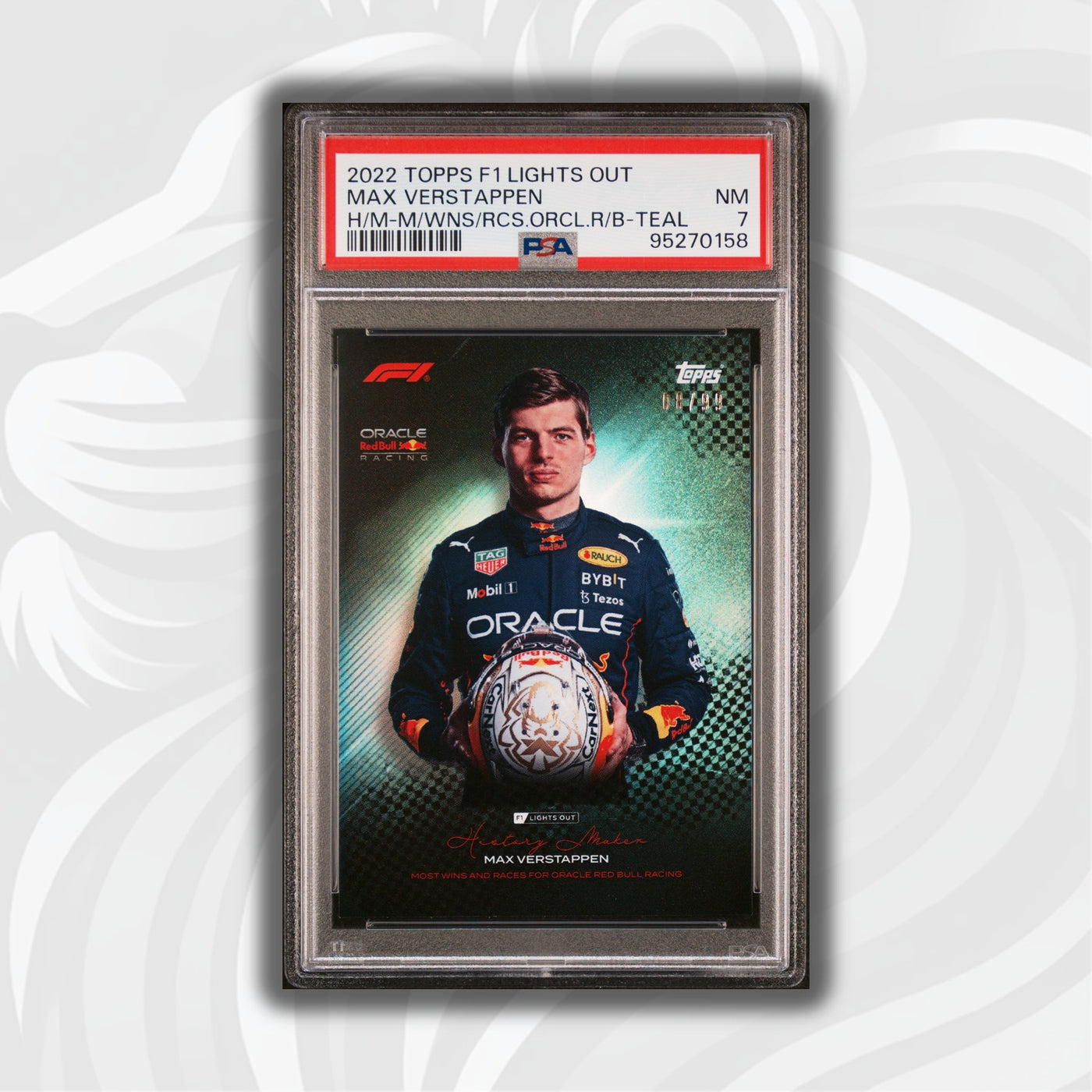 PSA 7 - 08/99 - Max Verstappen - Most Wins and Races - History Maker - Teal