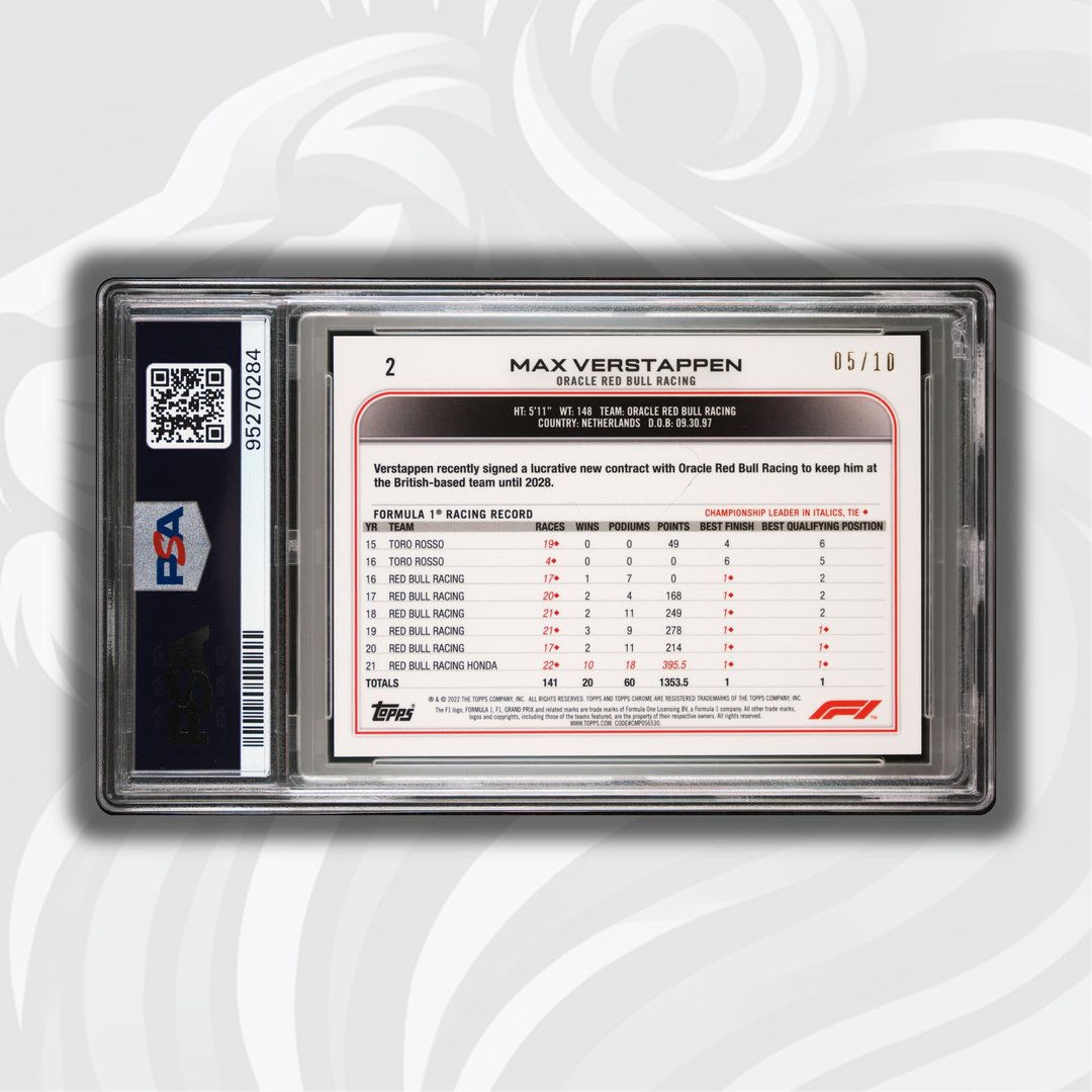PSA 9 -  05/10 Max Verstappen #2 - Sapphire - Purple - 2022 Topps Chrome