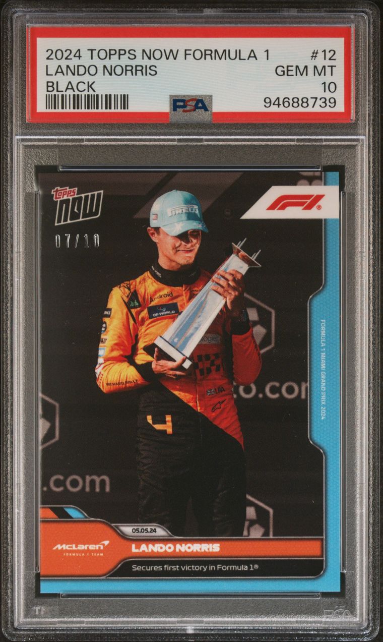 PSA 10 - 07/10 Lando Norris #12 - Black - First Victory - 2024 Topps Now