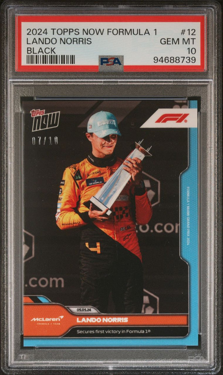 PSA 10 - 07/10 Lando Norris #12 - Black - First Victory - 2024 Topps Now