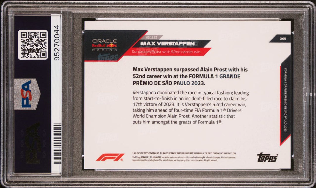 PSA 8 - 65/99 - Max Verstappen #65 - Red - 2023 Topps Now F1
