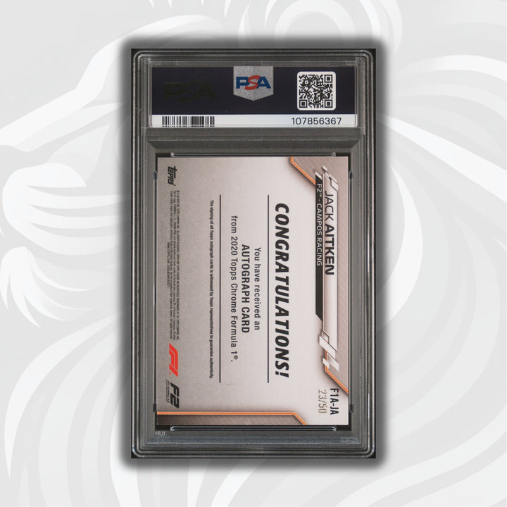PSA 8 - 23/50 Auto - Jack Aitken #F1A-JA - Topps Chrome 2020 - Gold Wave (POP3, 1 HIGHER)