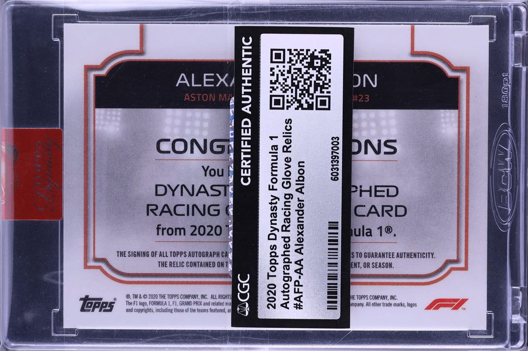 06/10 Alexander Albon #AFP-AA - Autographed Racing Gloves Relics - 2020 Topps Dynasty F1