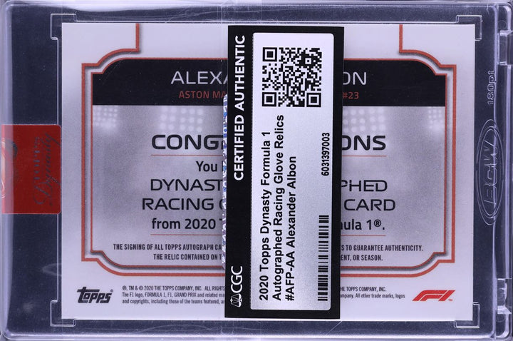 06/10 Alexander Albon #AFP-AA - Autographed Racing Gloves Relics - 2020 Topps Dynasty F1