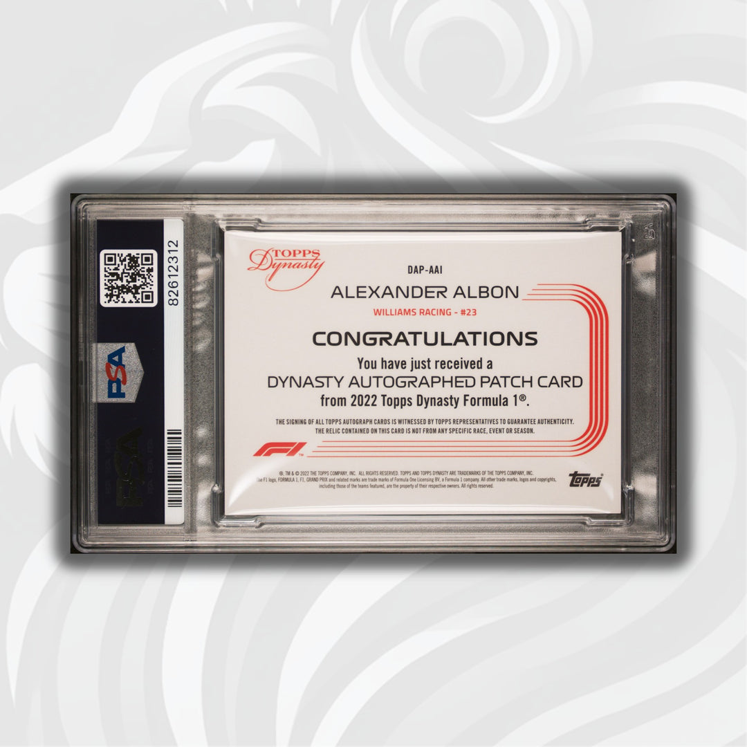 PSA 9 - 3/5 Alexander Albon #DAP-AAL - Dynasty Autograph Patch Red - 2022 Topps Dynasty F1