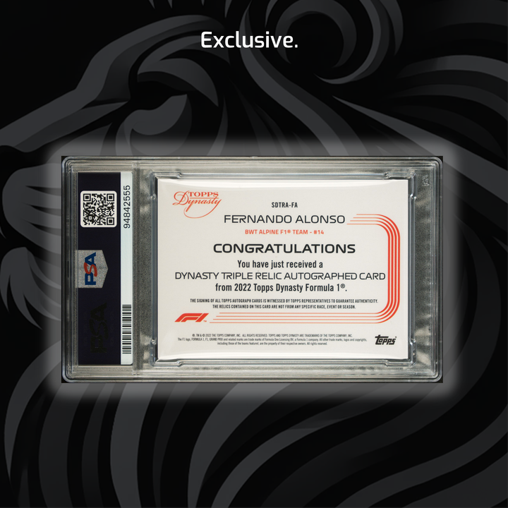 PSA 8 - 1/1 Fernando Alonso #SDTRA-FA - 2022 Topps Dynasty - Triple Relic Autograph