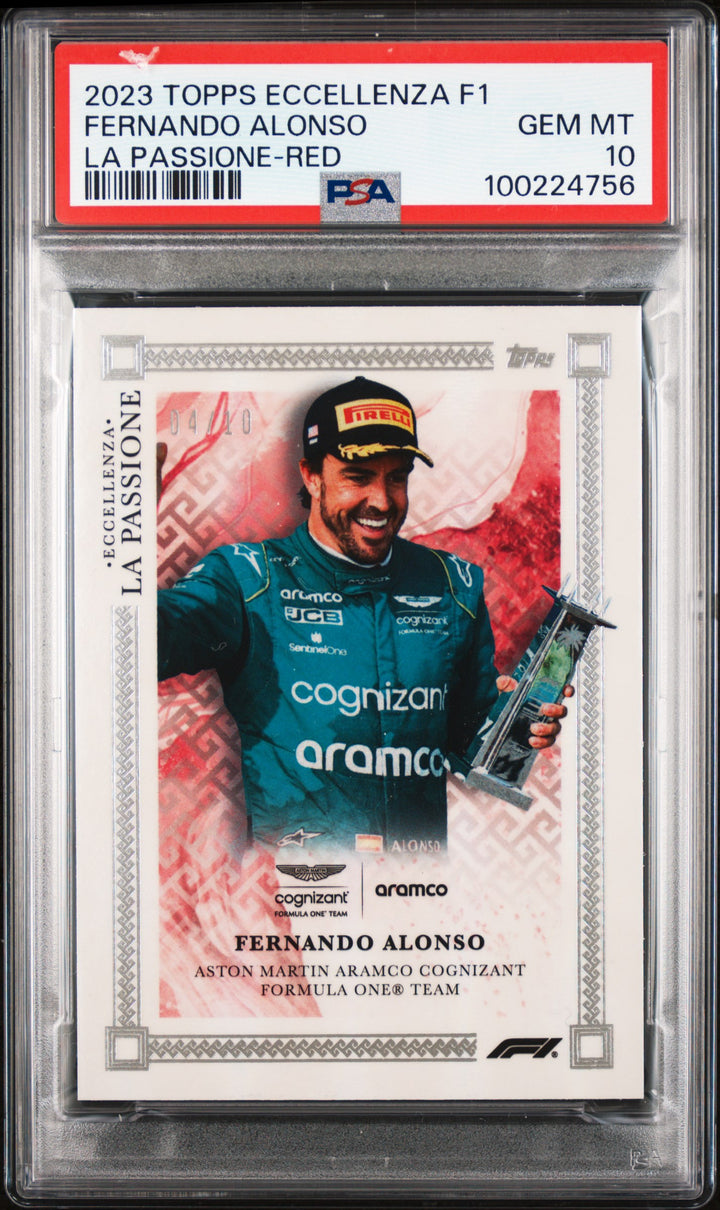 PSA 10 - 04/10 Fernando Alonso - Red - 2023 Topps Eccellenza - La Passione